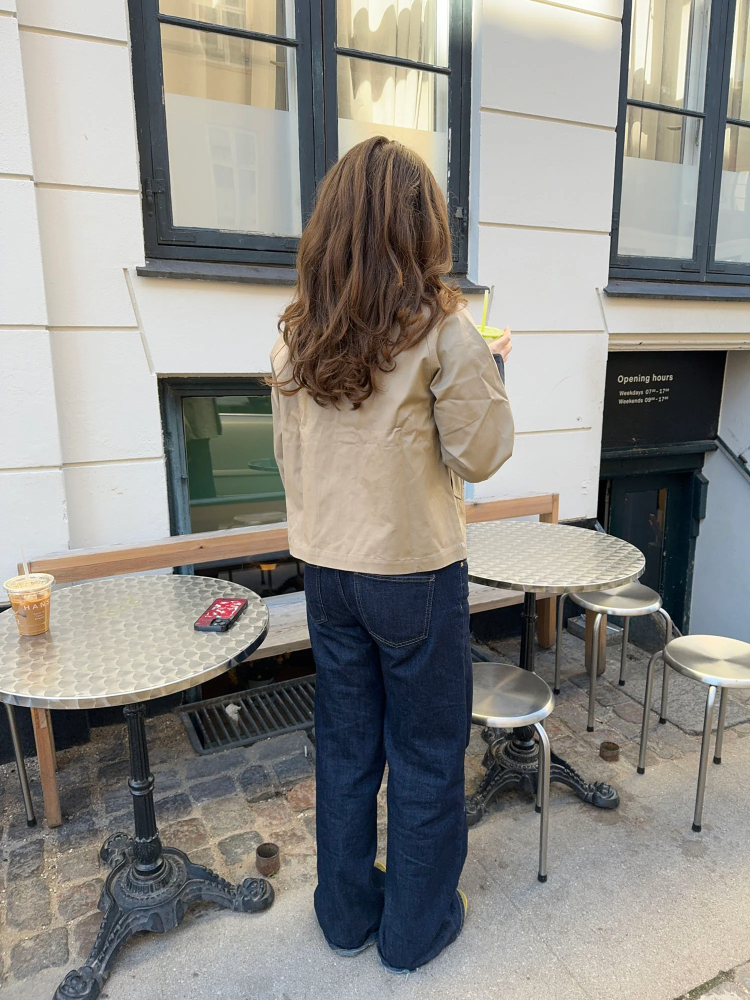 Noami kort jakke med krave - Beige/navy - Image 10