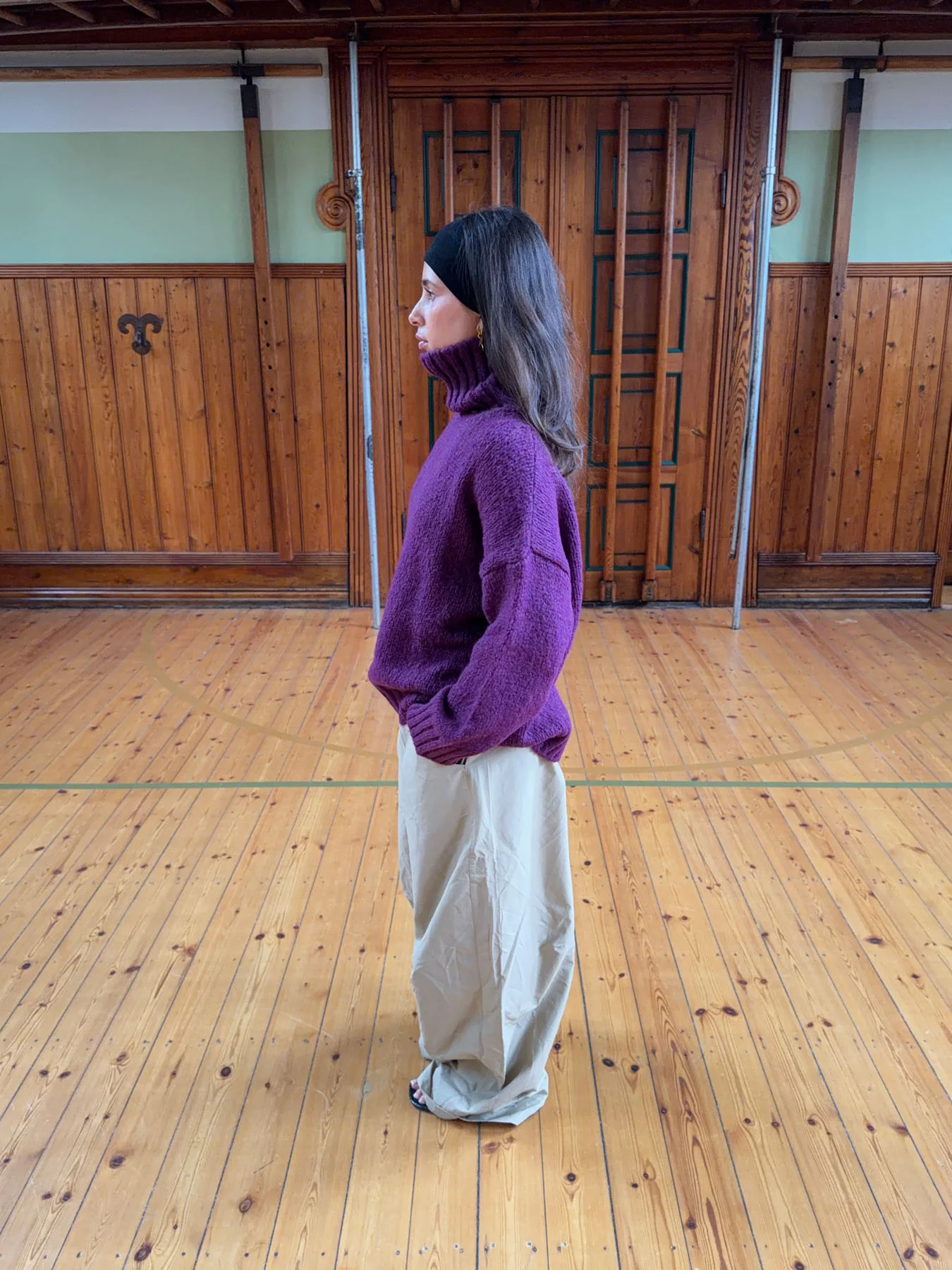 Valdamara oversized striktrøje med turtleneck - Lilla - Image 5
