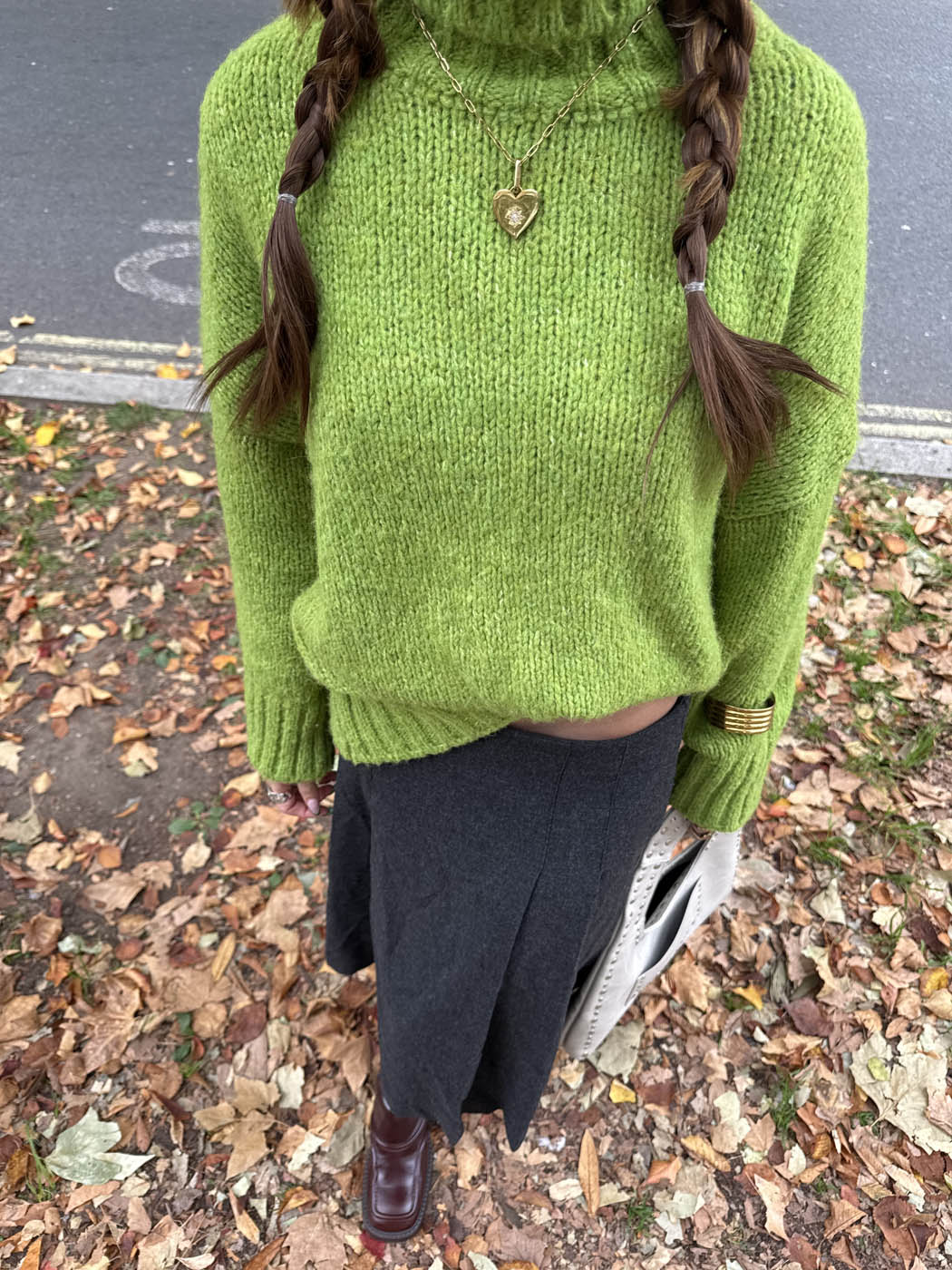 Valdamara oversized striktrøje med turtleneck - Limegrøn - Image 5