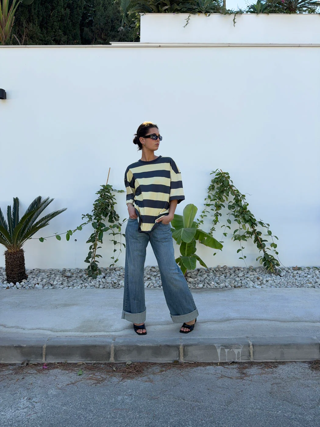 Zinnia oversized t-shirt - Gul/grå - Image 3